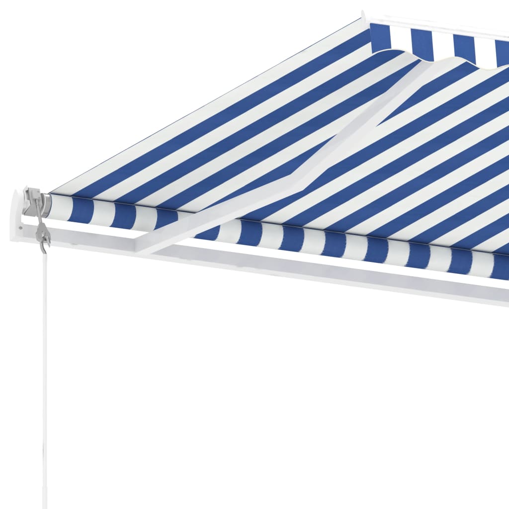 Copertină autonomă retractabilă automat albastru&alb 400x300 cm