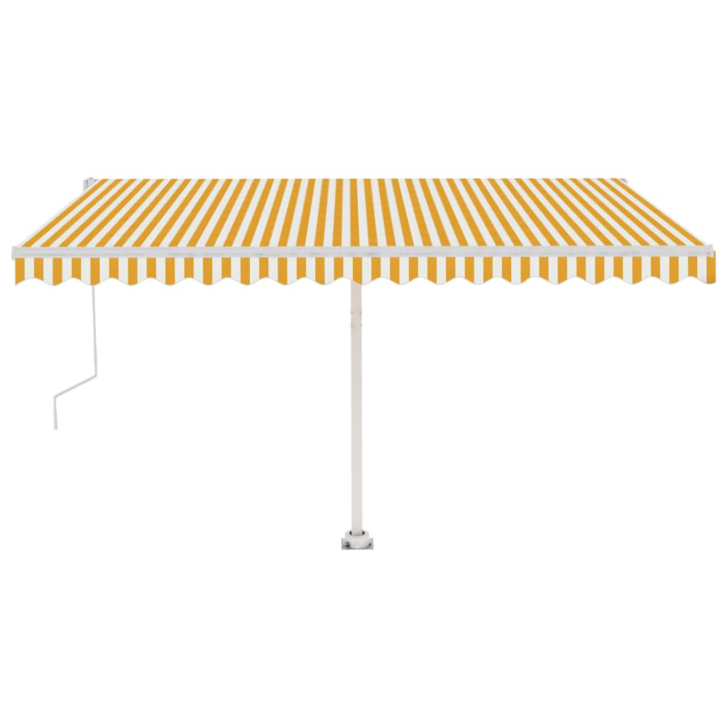 Copertină autonomă retractabilă automat galben&alb, 400x300 cm