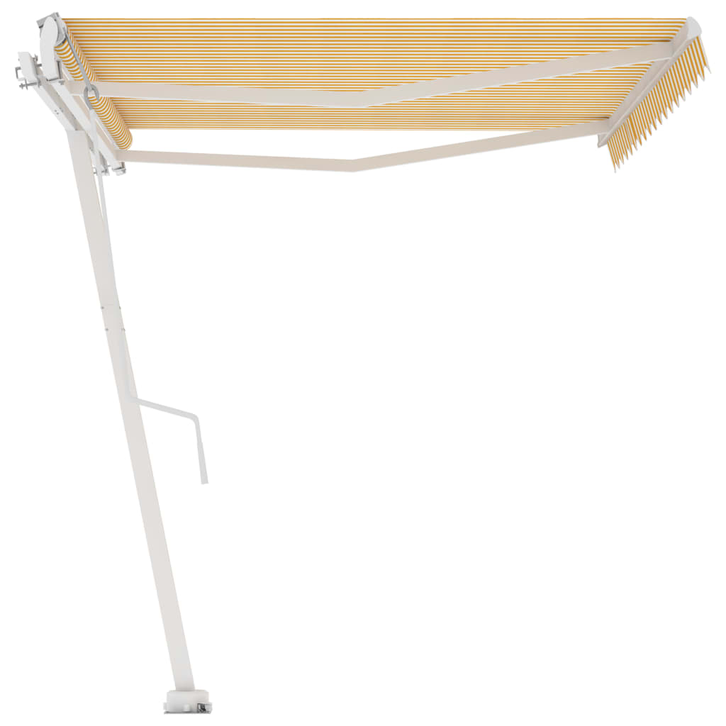 Copertină autonomă retractabilă automat galben&alb, 400x300 cm