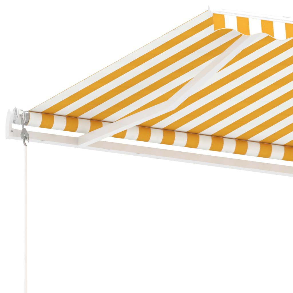 Copertină autonomă retractabilă automat galben&alb, 400x300 cm