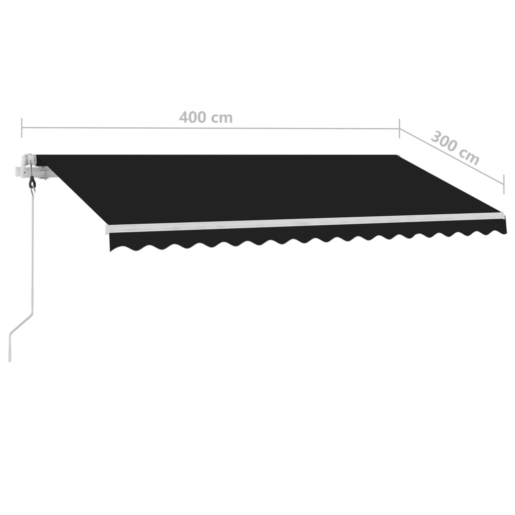 Copertină autonomă retractabilă automat, antracit, 400x300 cm