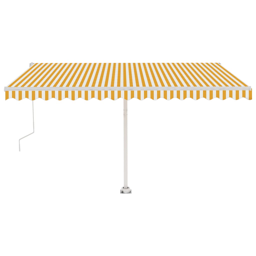 Copertină automată cu senzor vânt & LED, galben&alb, 400x300 cm