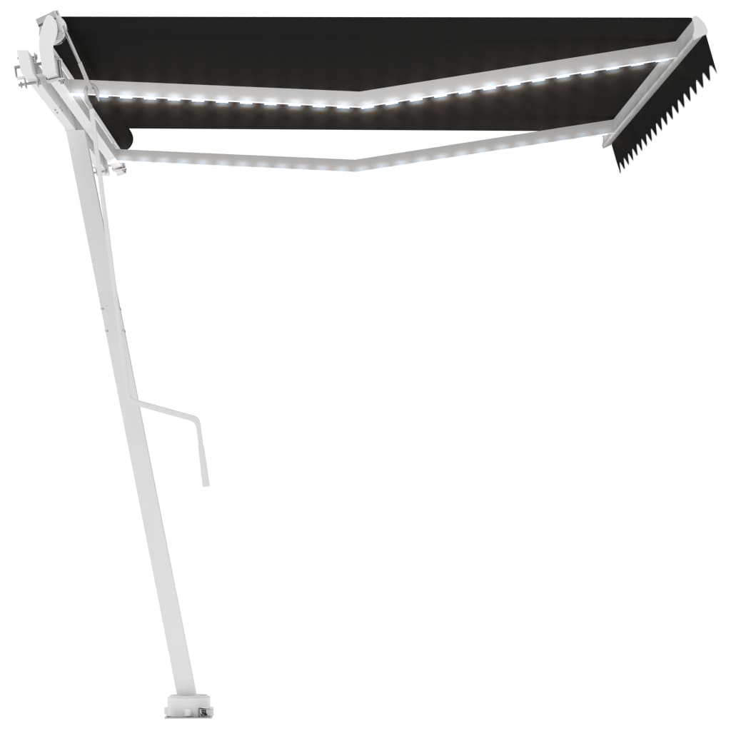 Copertină automată cu senzor vânt & LED, antracit, 450x300 cm
