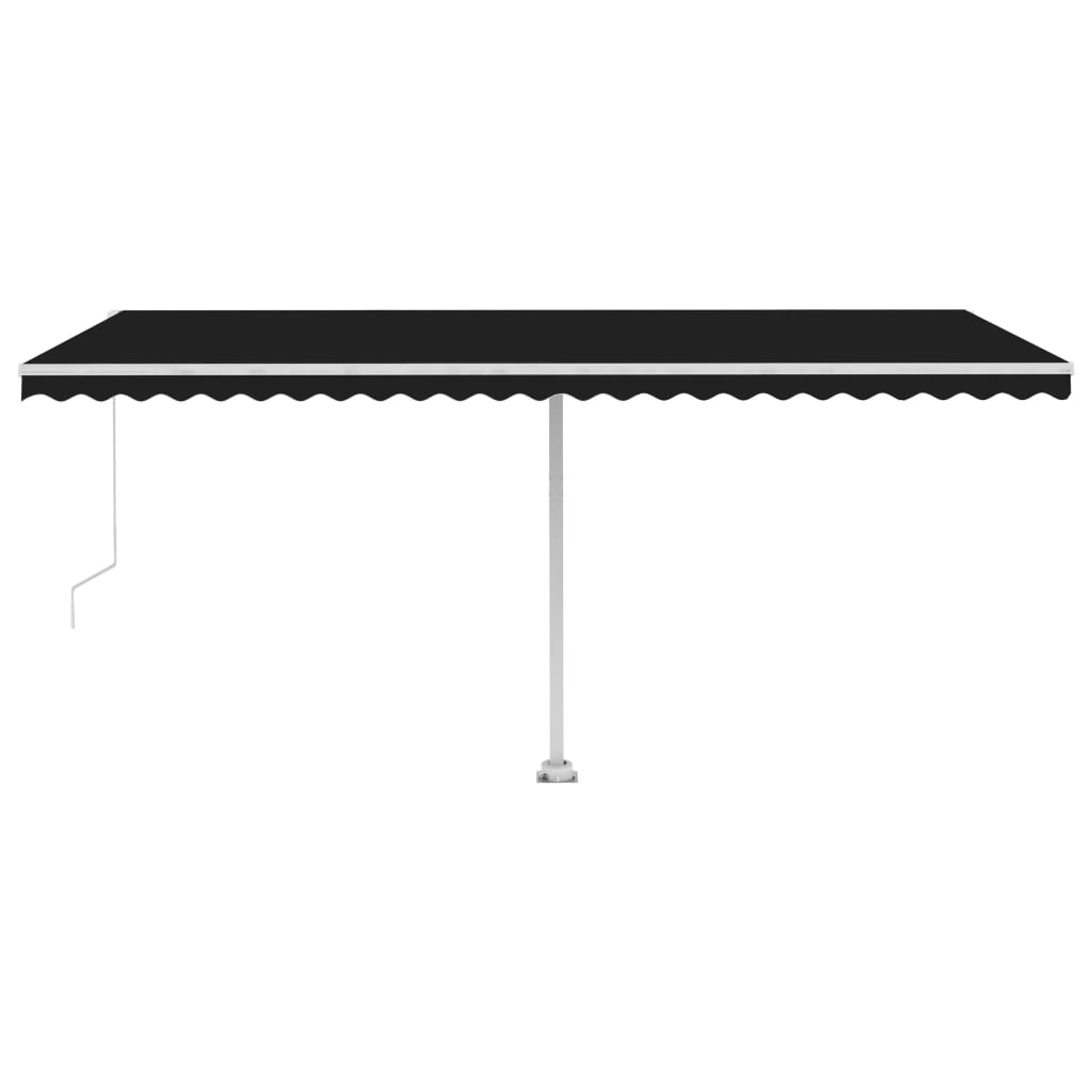 Copertină retractabilă manual cu LED, antracit, 500x300 cm