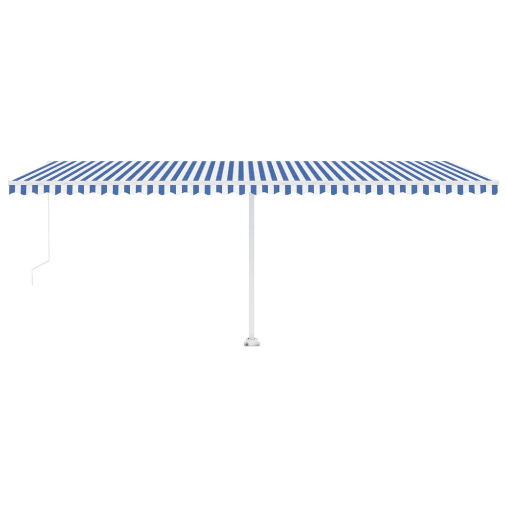 Copertină retractabilă manual cu LED albastru și alb 600x300 cm