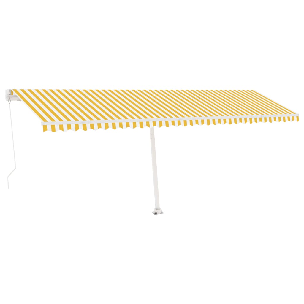 Copertină retractabilă manual cu LED, galben și alb, 600x300 cm