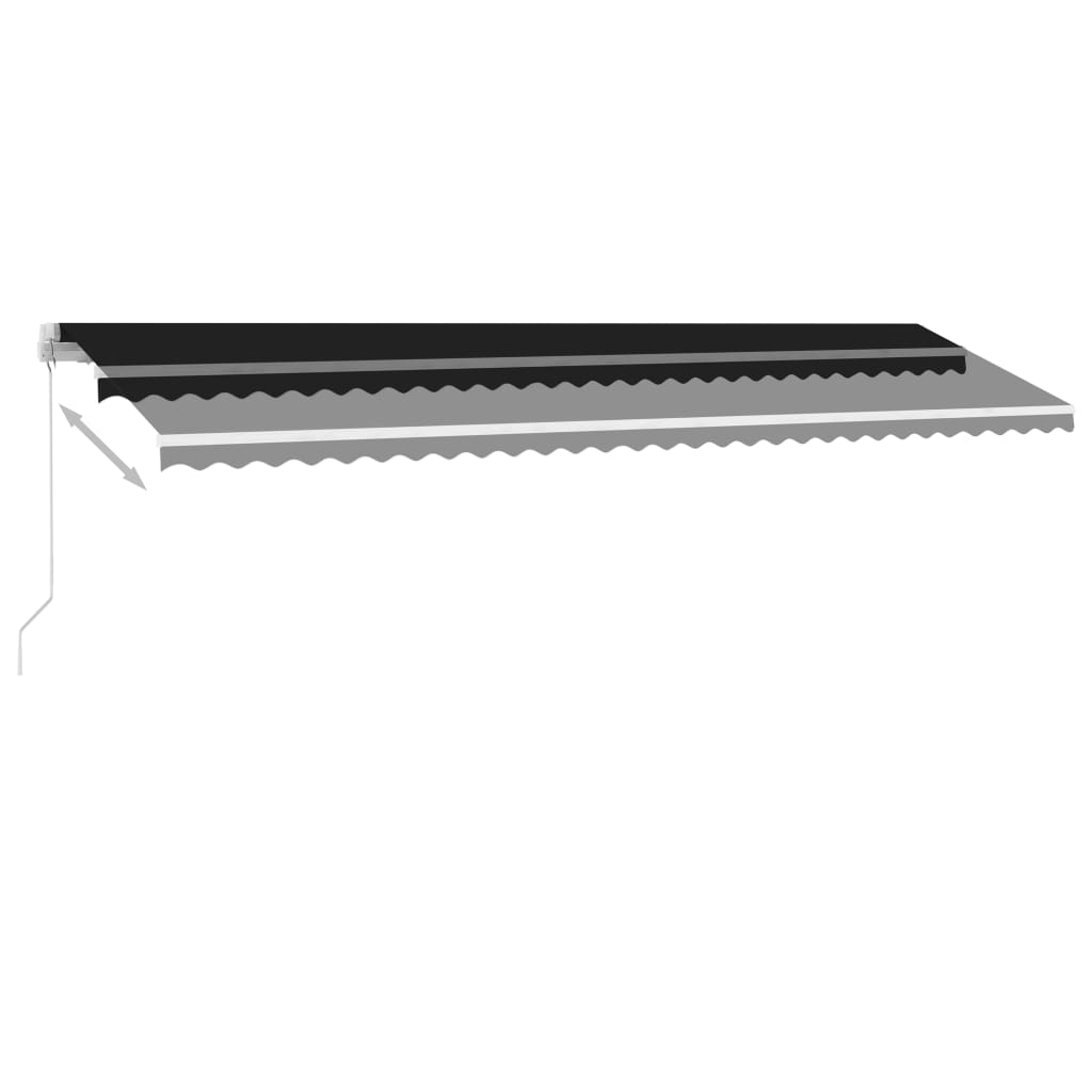 Copertină retractabilă manual cu LED, antracit, 600x300 cm