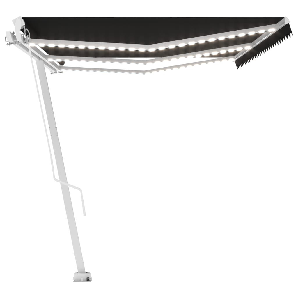 Copertină retractabilă manual cu LED, antracit, 600x300 cm