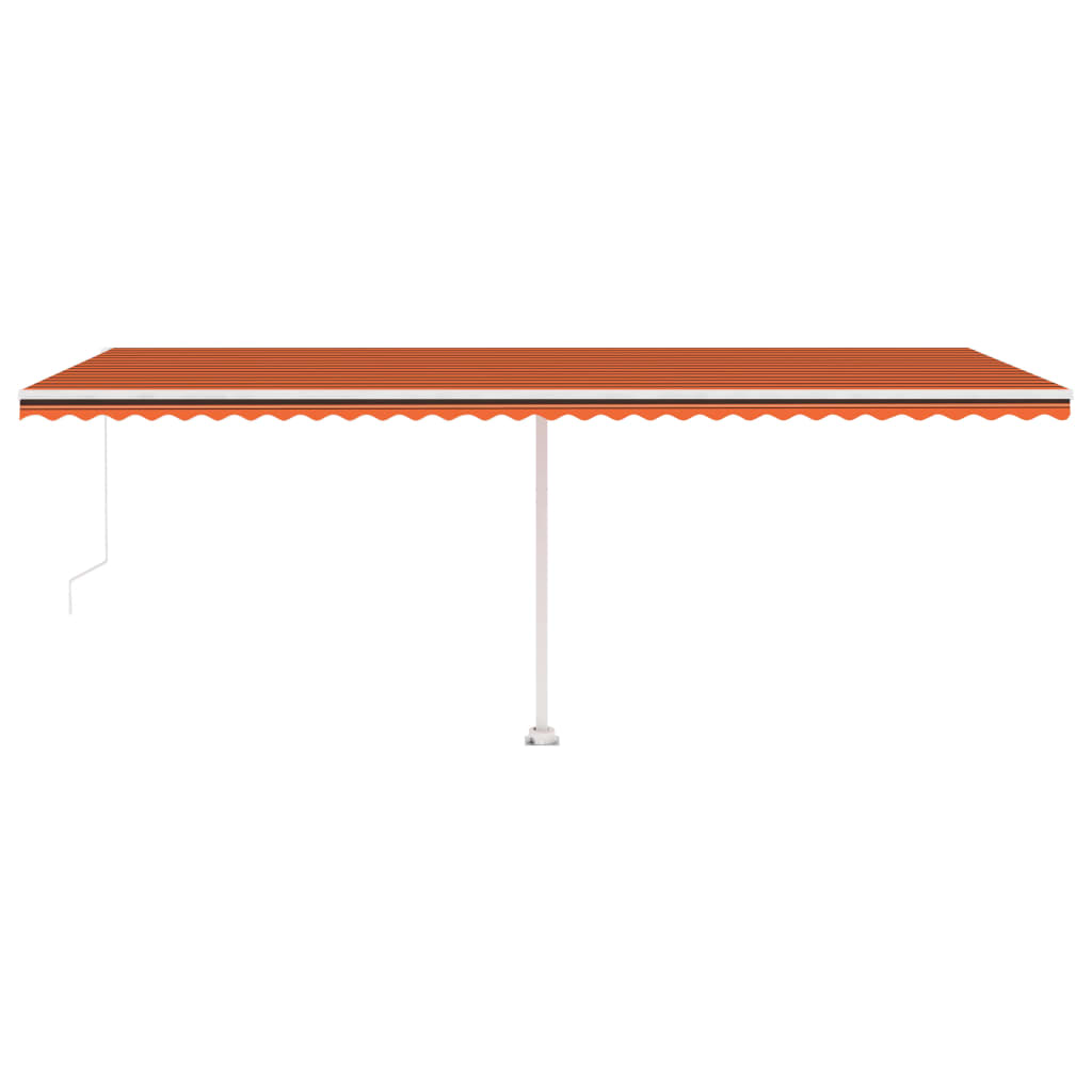Copertină retractabilă manual, LED, portocaliu&maro, 600x300 cm