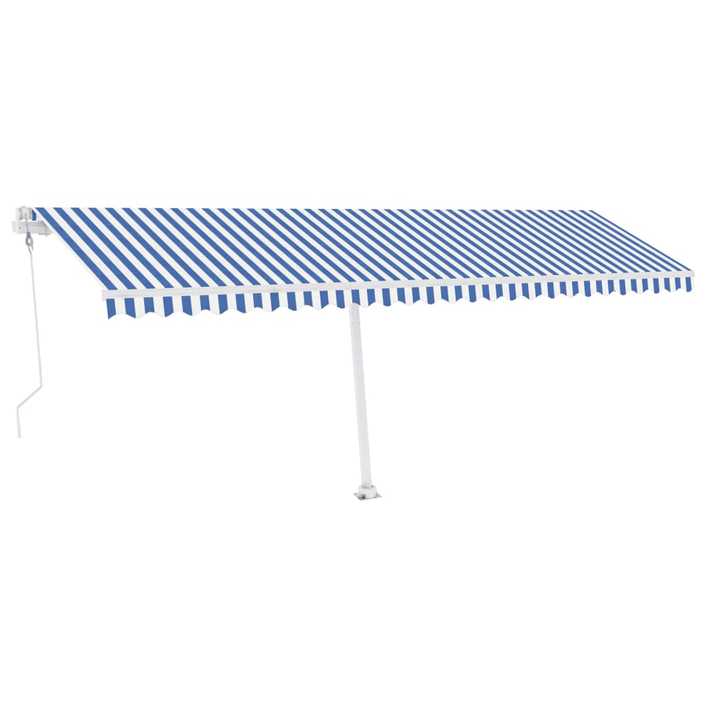 Copertină autonomă retractabilă automat albastru&alb 600x300 cm