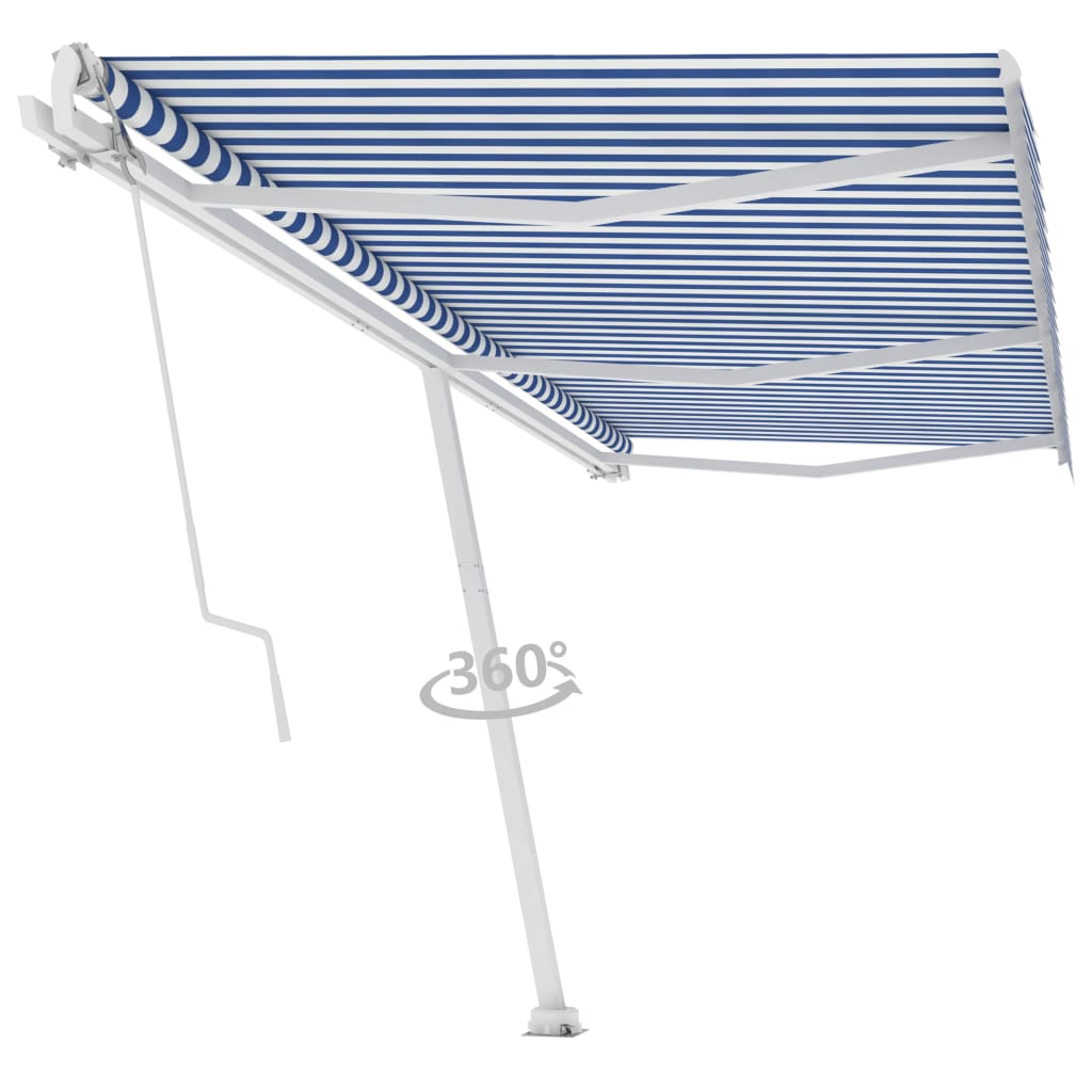 Copertină autonomă retractabilă automat albastru&alb 600x300 cm
