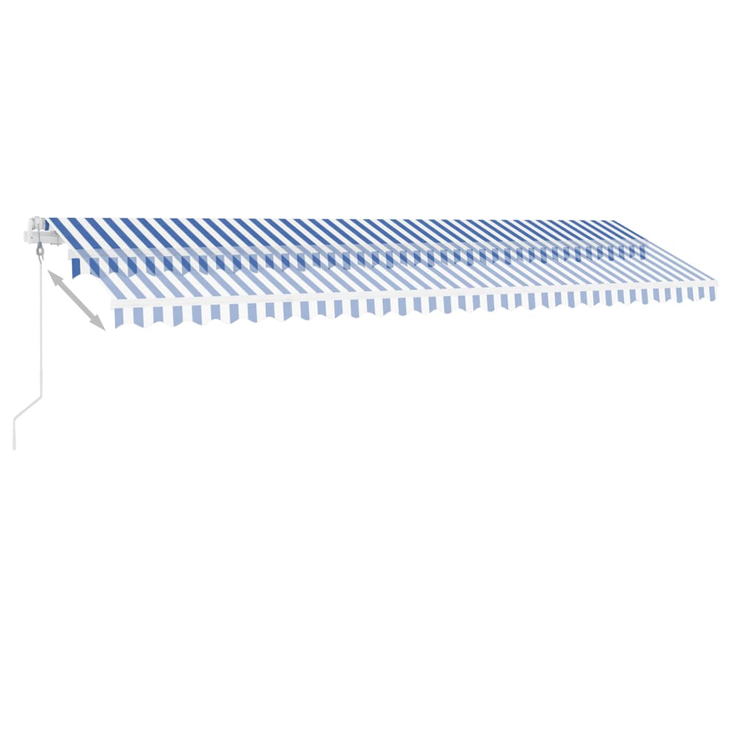 Copertină autonomă retractabilă automat albastru&alb 600x300 cm