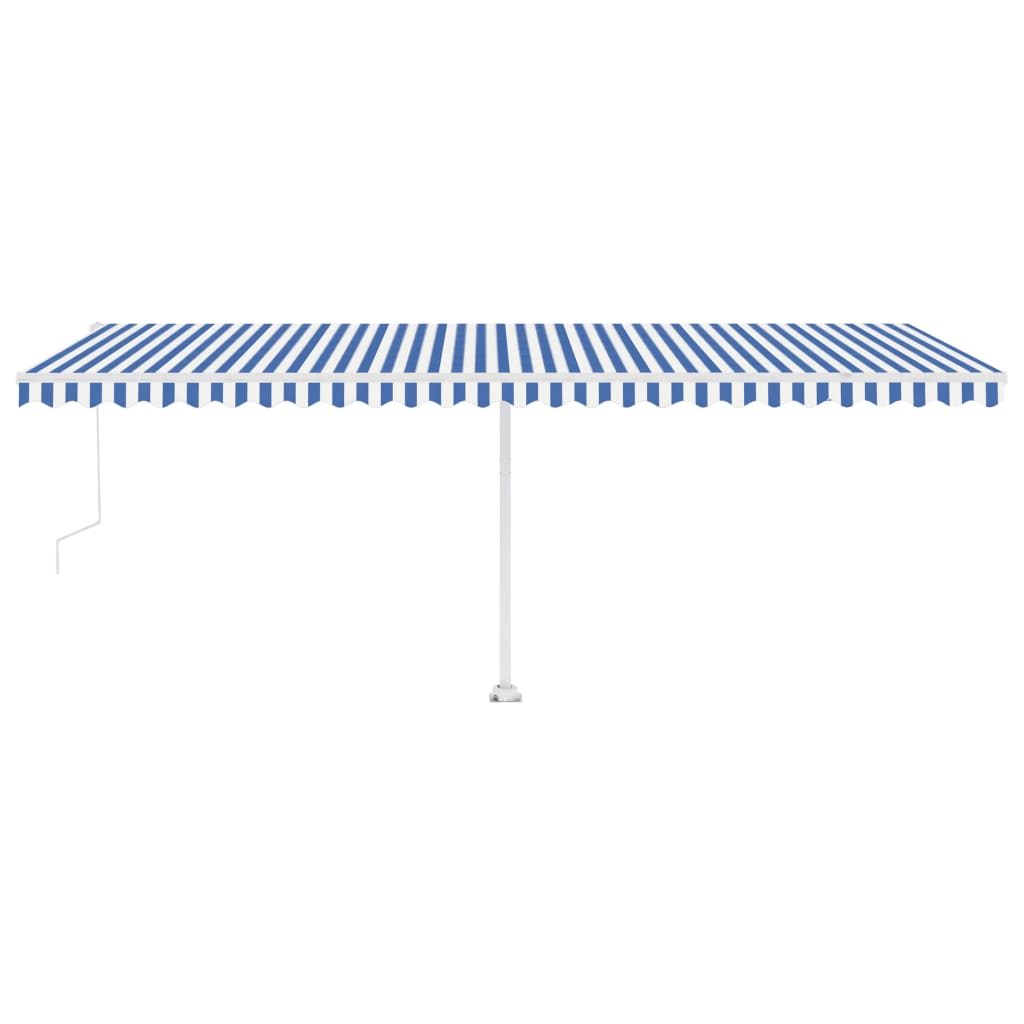 Copertină autonomă retractabilă automat albastru&alb 600x300 cm