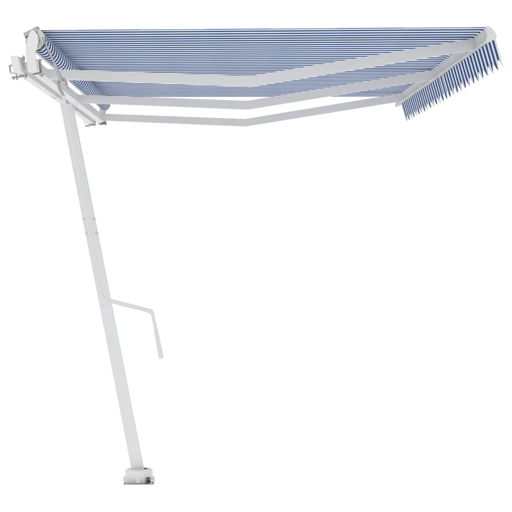 Copertină autonomă retractabilă automat albastru&alb 600x300 cm