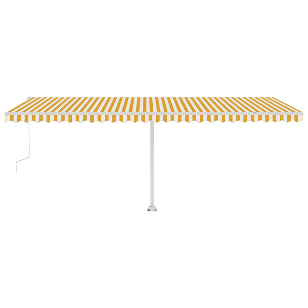 Copertină autonomă retractabilă automat galben&alb 600x300 cm