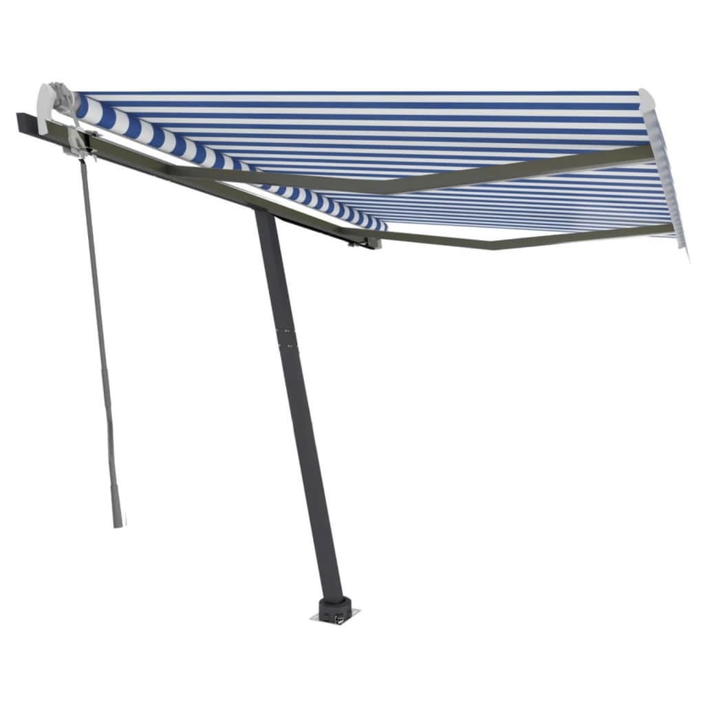 Copertină retractabilă manual cu LED albastru și alb 300x250 cm