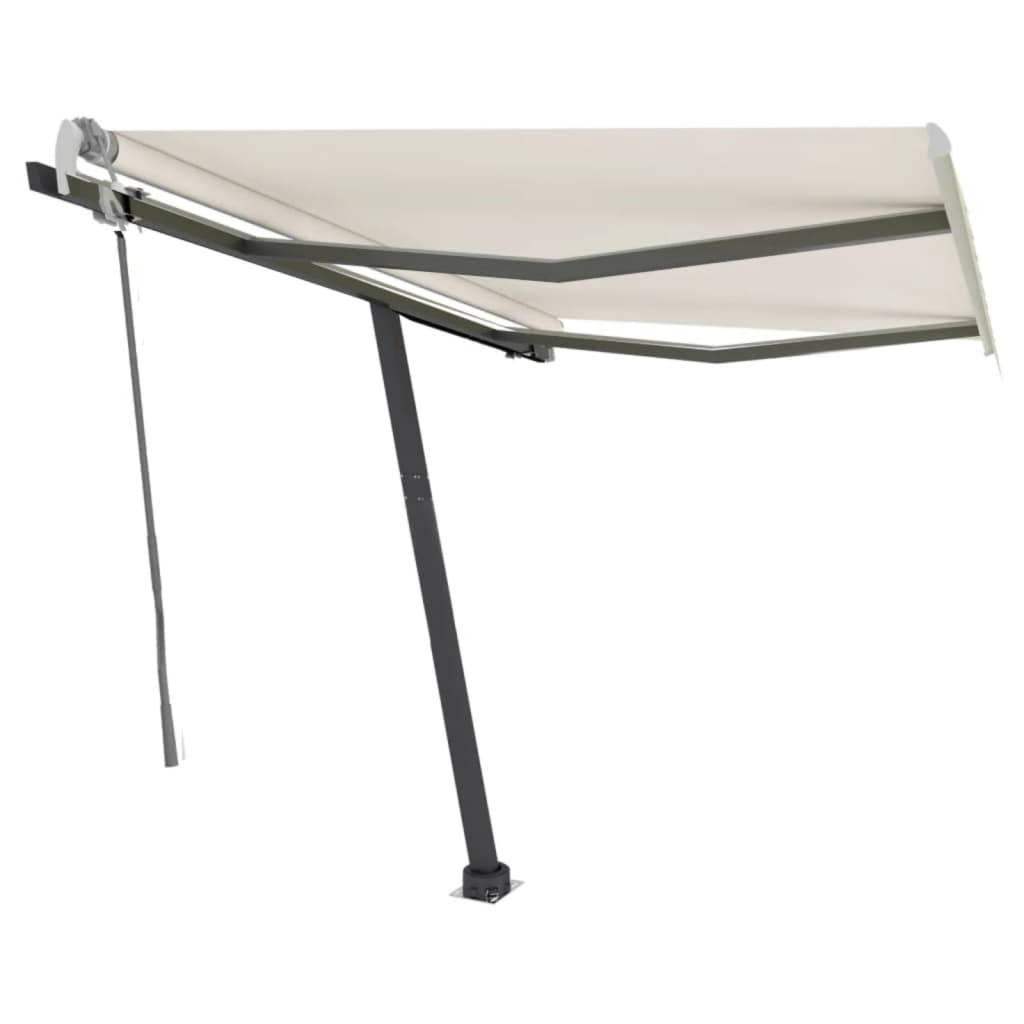 Copertină retractabilă manual cu LED, crem, 300x250 cm