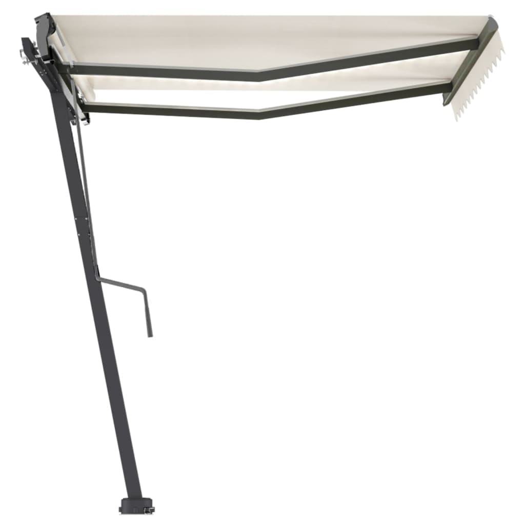 Copertină retractabilă manual cu LED, crem, 300x250 cm