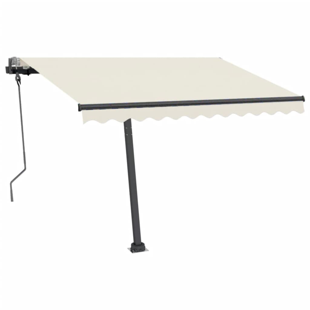 Copertină retractabilă manual cu LED, crem, 300x250 cm
