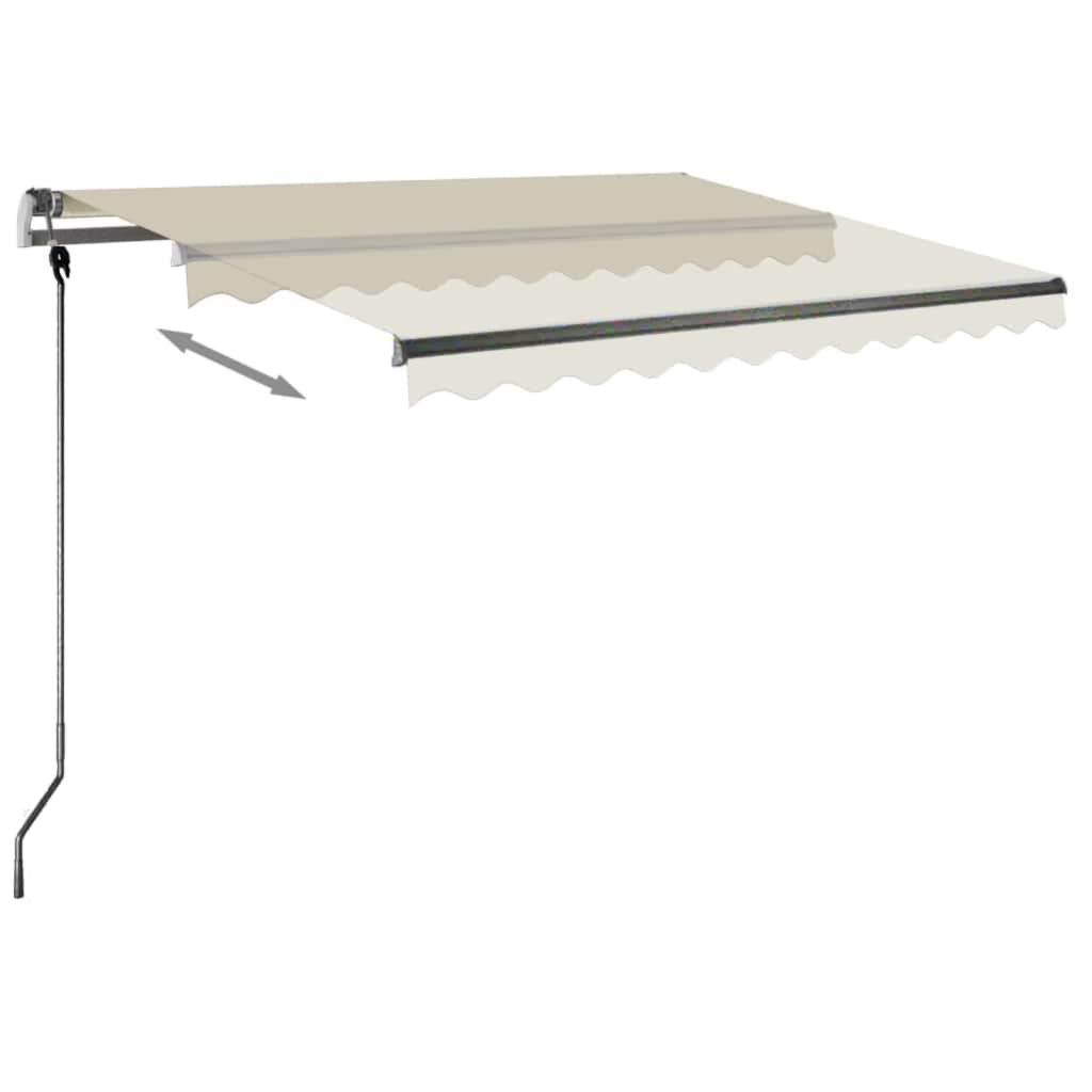 Copertină retractabilă manual cu LED, crem, 300x250 cm