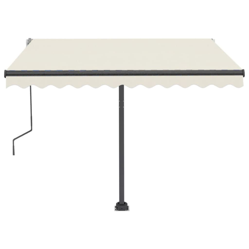 Copertină retractabilă manual cu LED, crem, 300x250 cm