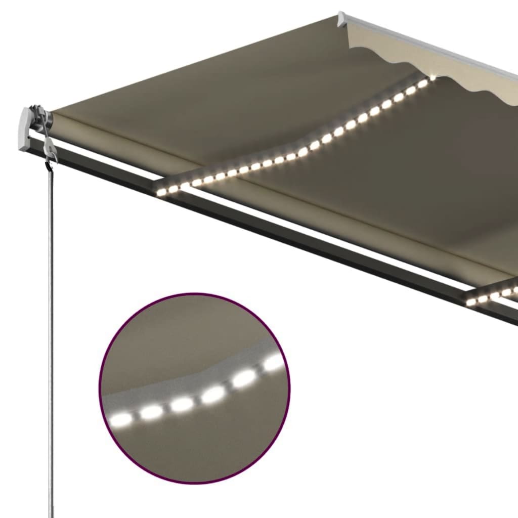 Copertină retractabilă manual cu LED, crem, 300x250 cm
