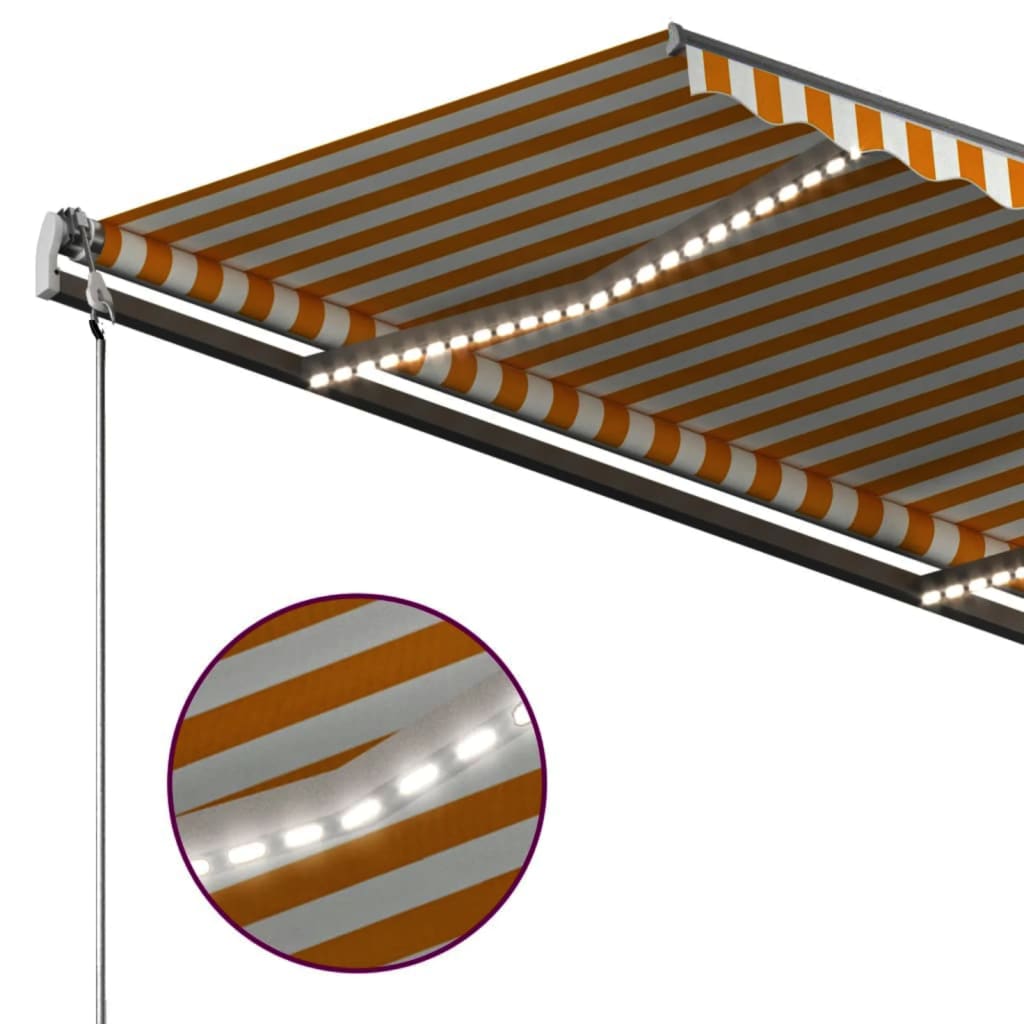 Copertină retractabilă manual cu LED galben și alb 300x250 cm