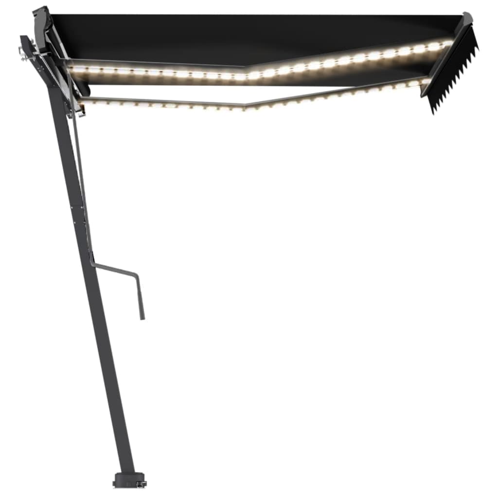 Copertină retractabilă manual cu LED, antracit, 300x250 cm