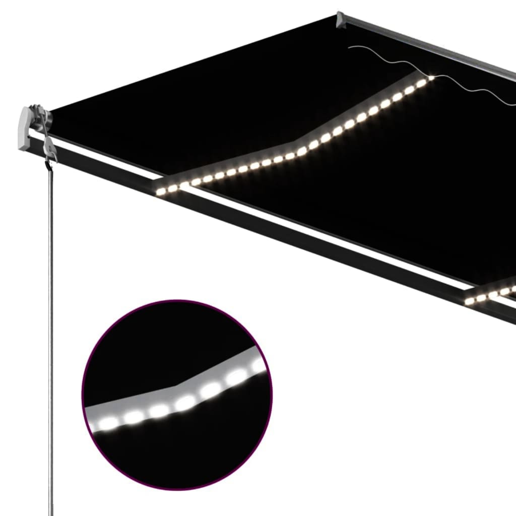 Copertină retractabilă manual cu LED, antracit, 300x250 cm