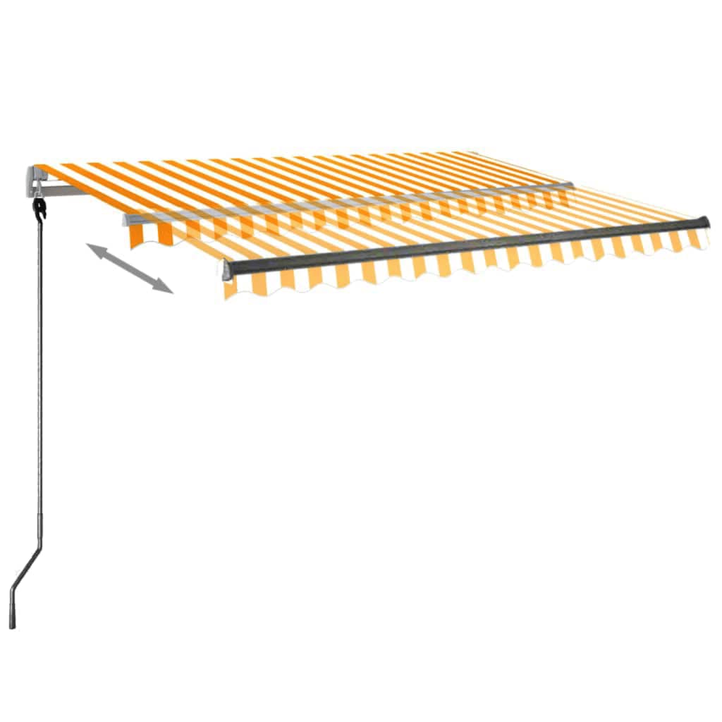 Copertină autonomă retractabilă automat galben&alb 300x250 cm