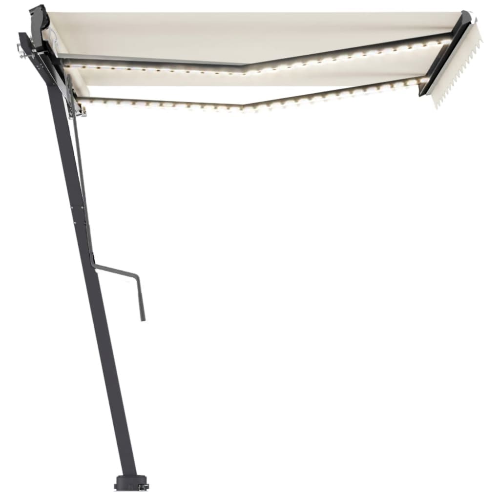 Copertină automată cu senzor vânt & LED, crem, 300x250 cm