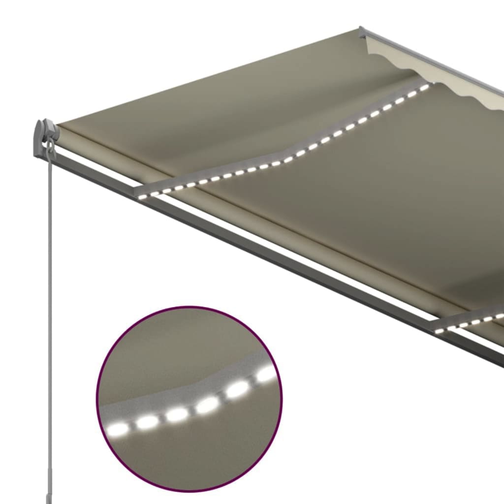 Copertină automată cu senzor vânt & LED, crem, 300x250 cm