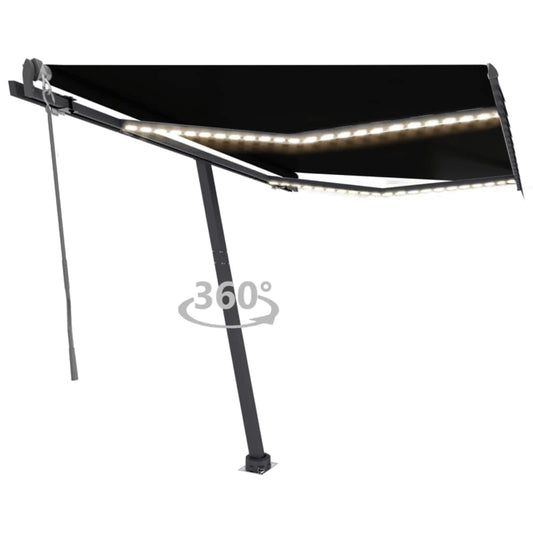 Copertină automată senzor vânt & LED, antracit, 300x250 cm