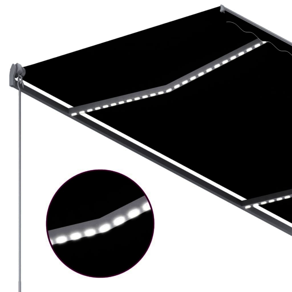 Copertină automată senzor vânt & LED, antracit, 300x250 cm