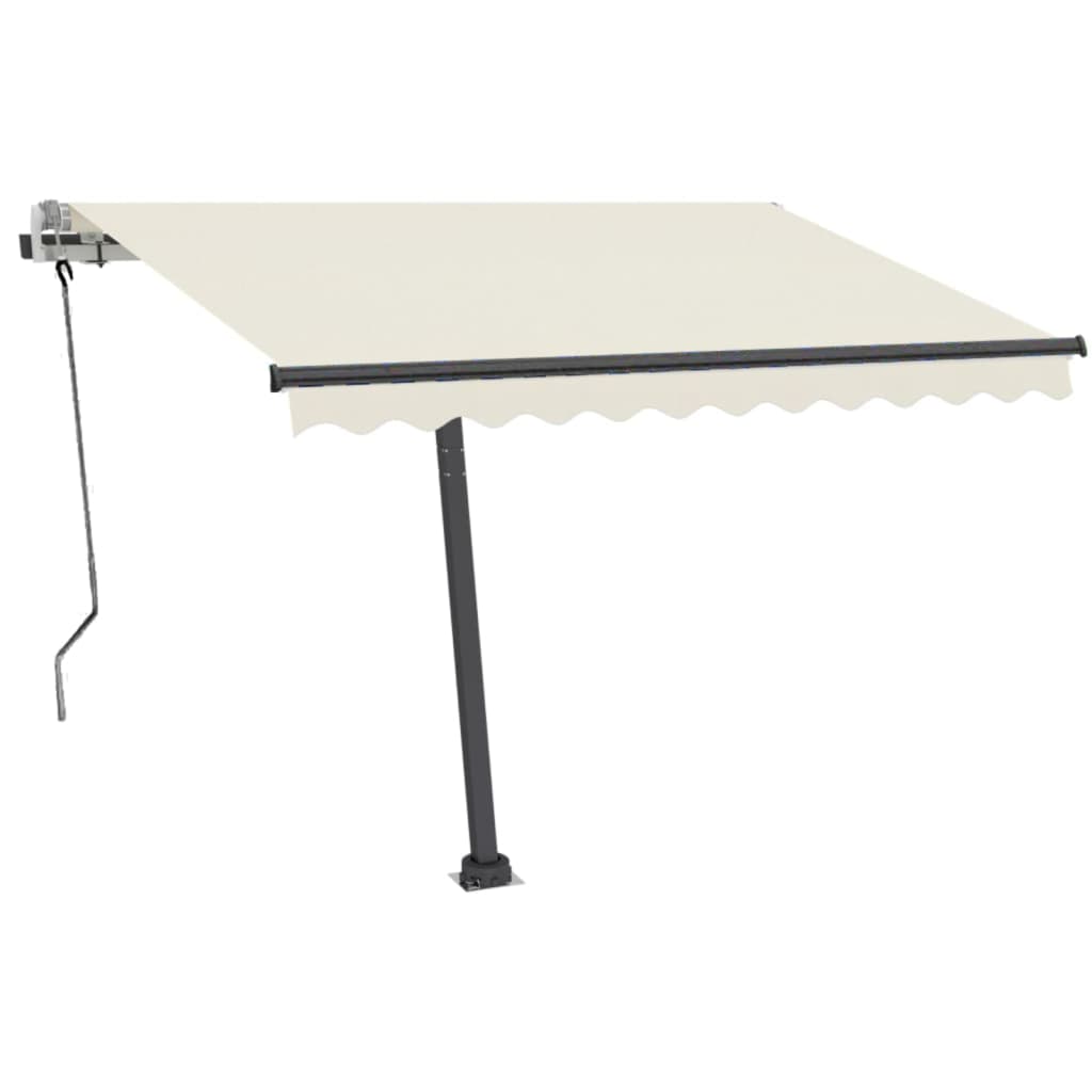 Copertină retractabilă manual cu LED, crem, 350x250 cm