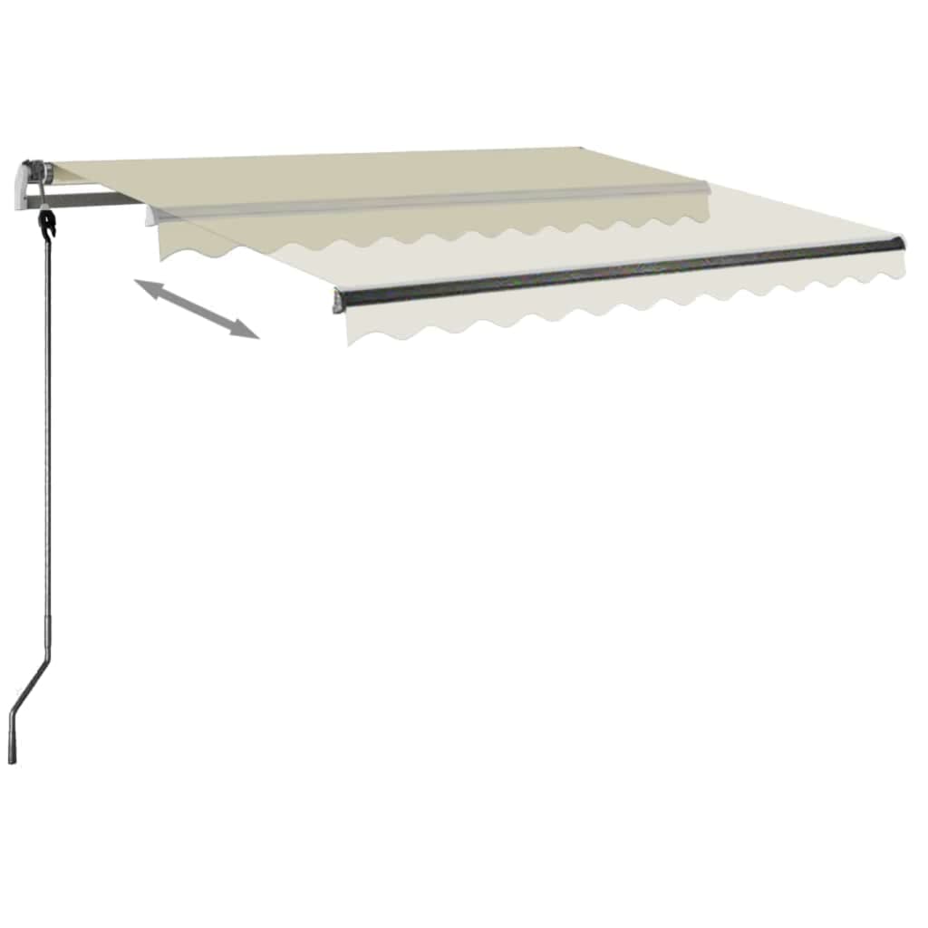 Copertină retractabilă manual cu LED, crem, 350x250 cm