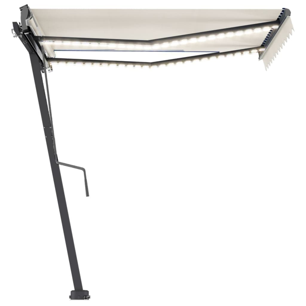 Copertină retractabilă manual cu LED, crem, 350x250 cm