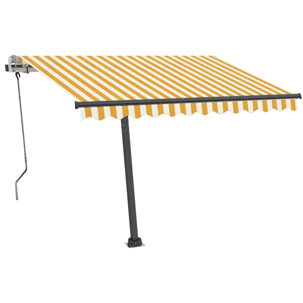 Copertină retractabilă manual cu LED, galben și alb, 350x250 cm