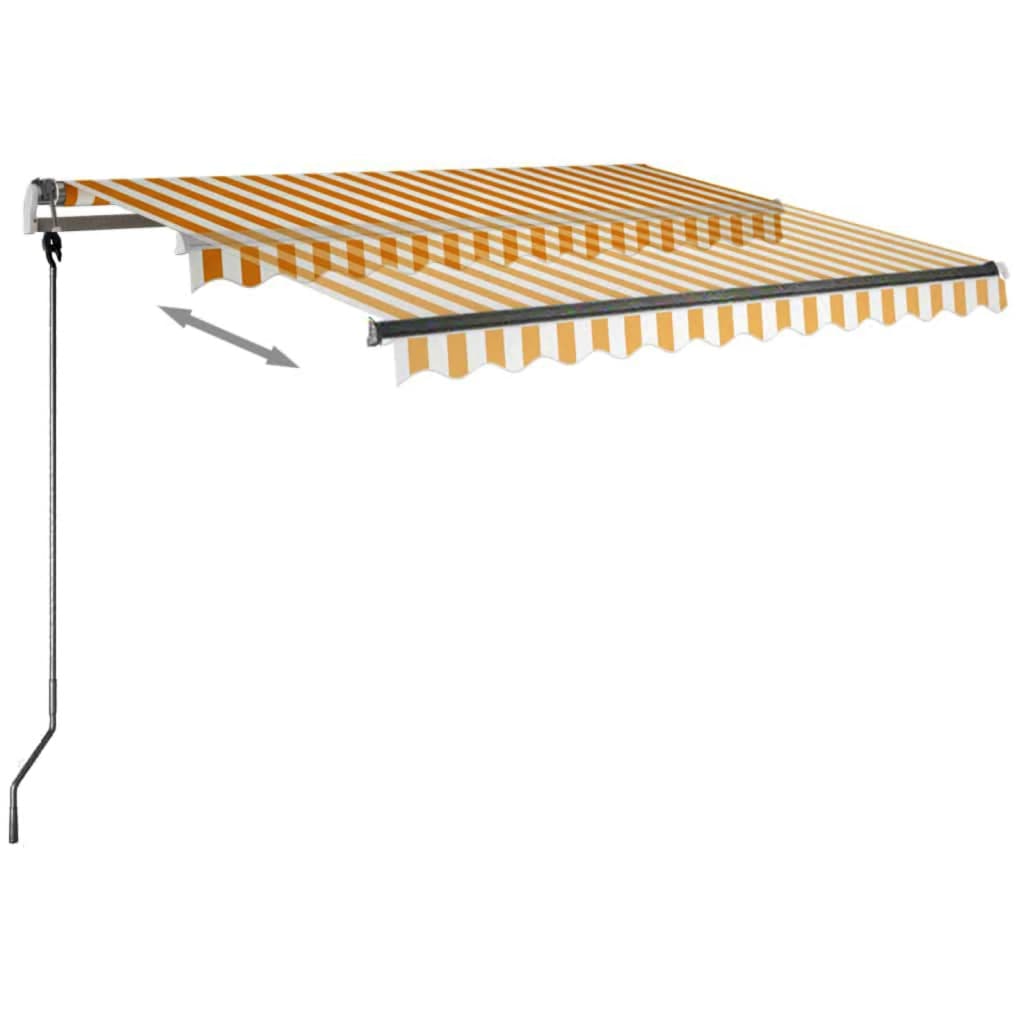 Copertină retractabilă manual cu LED, galben și alb, 350x250 cm