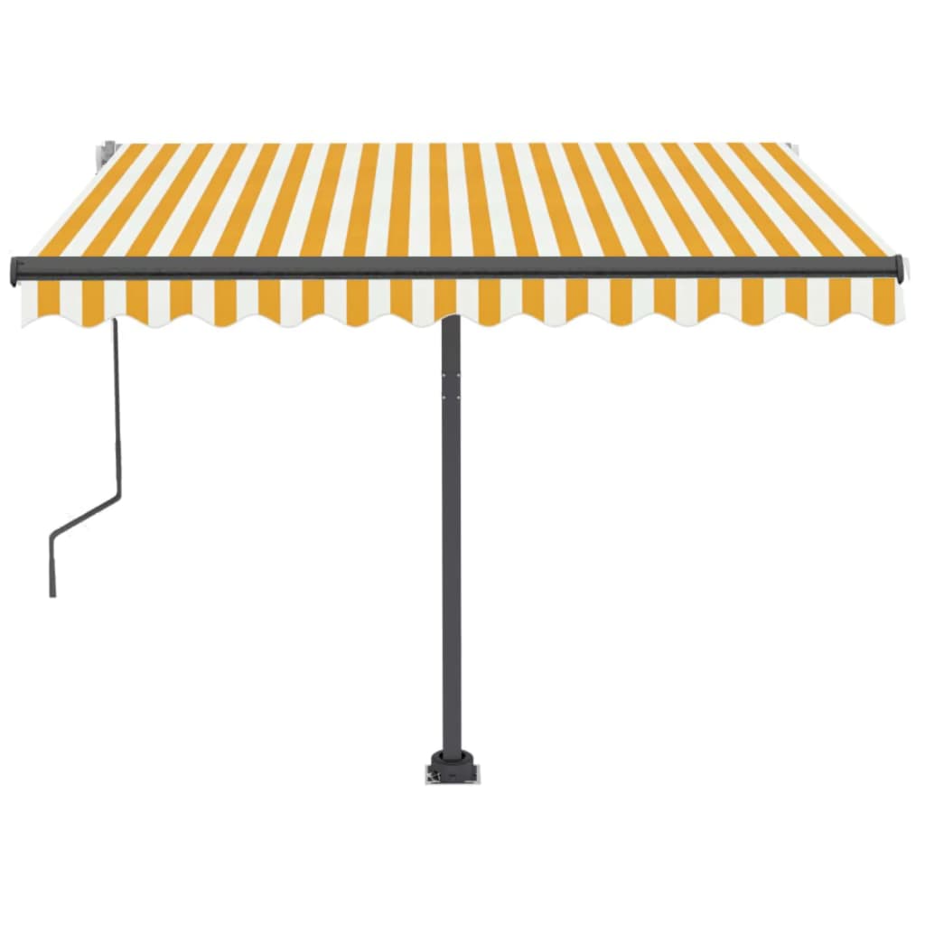 Copertină retractabilă manual cu LED, galben și alb, 350x250 cm