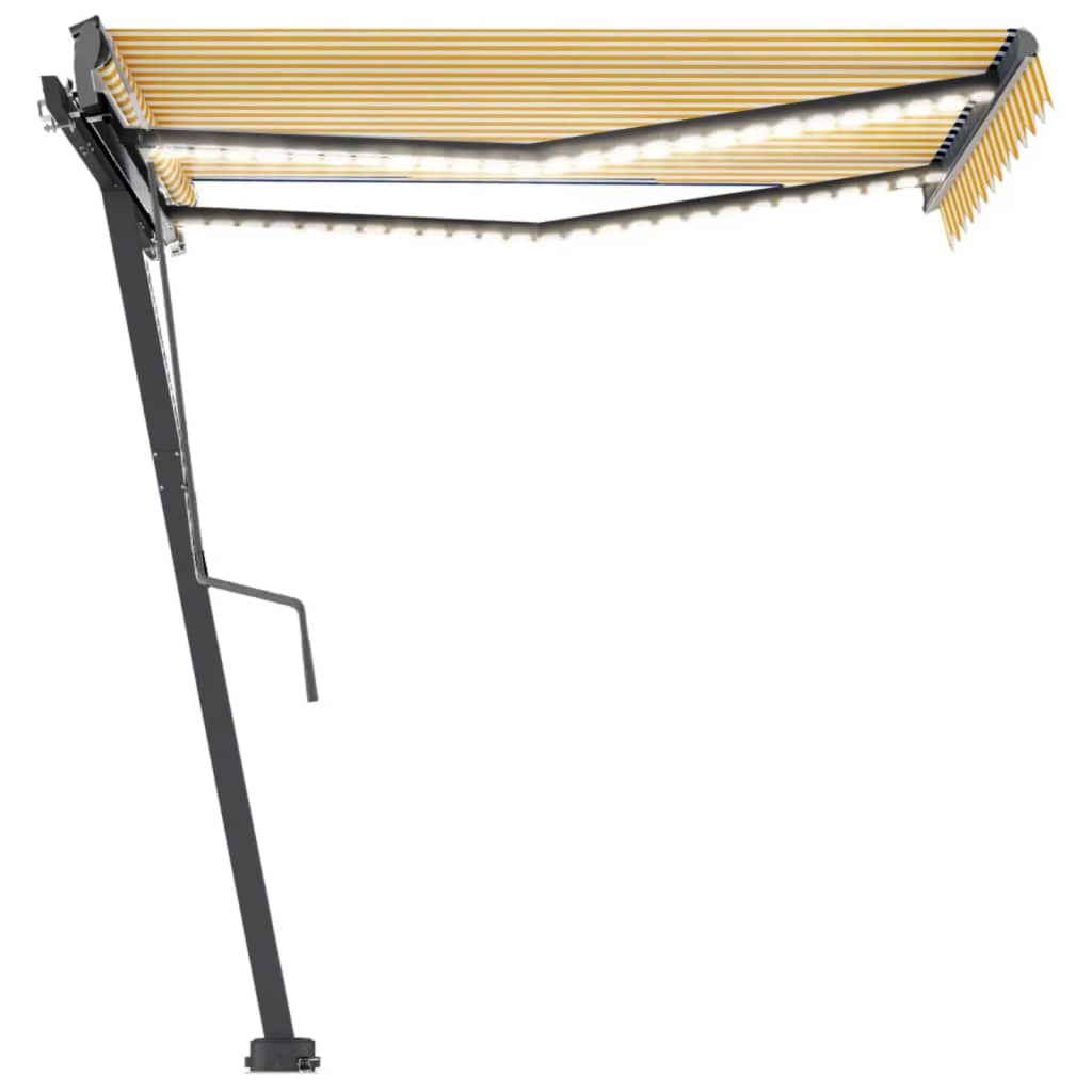Copertină retractabilă manual cu LED, galben și alb, 350x250 cm