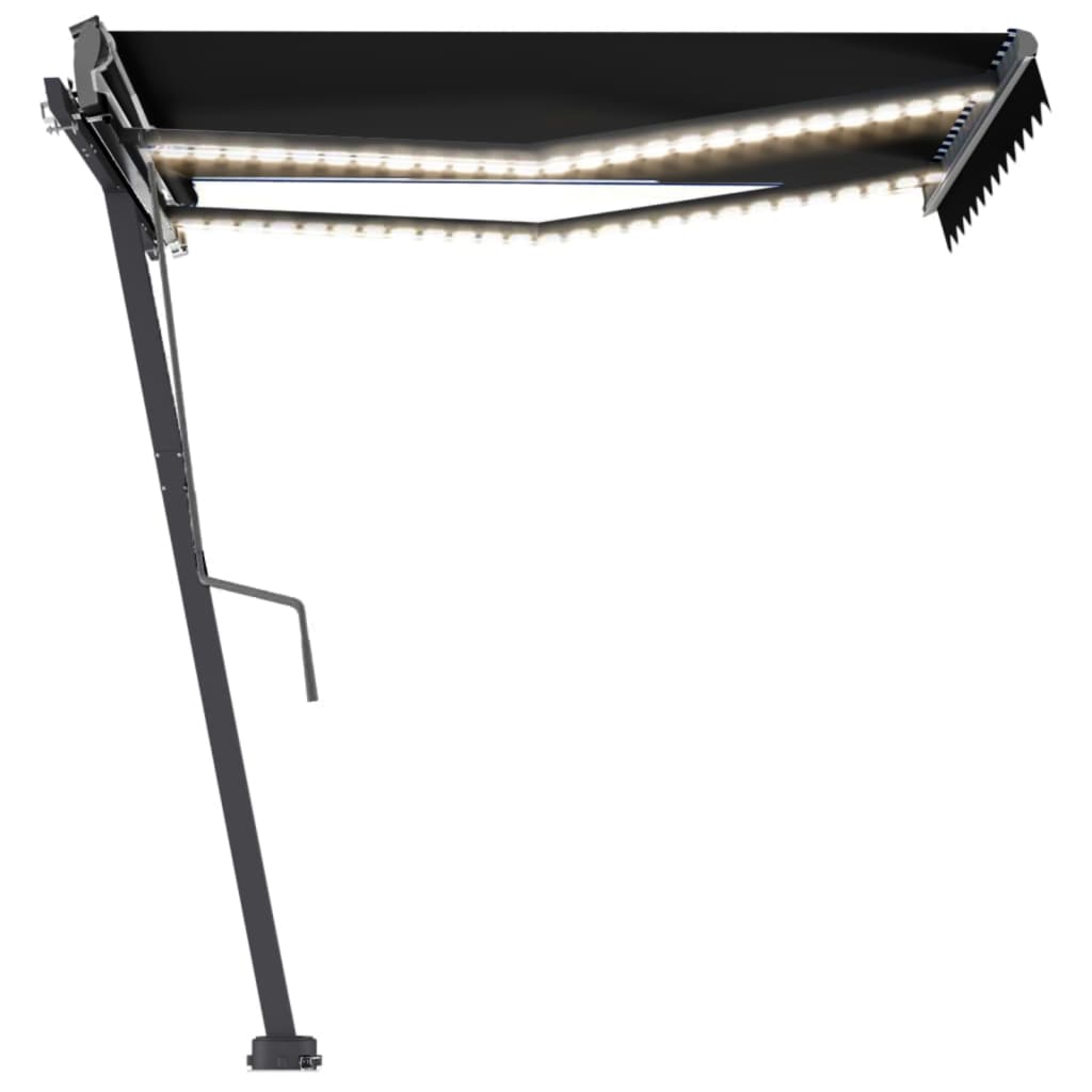 Copertină retractabilă manual cu LED, antracit, 350x250 cm