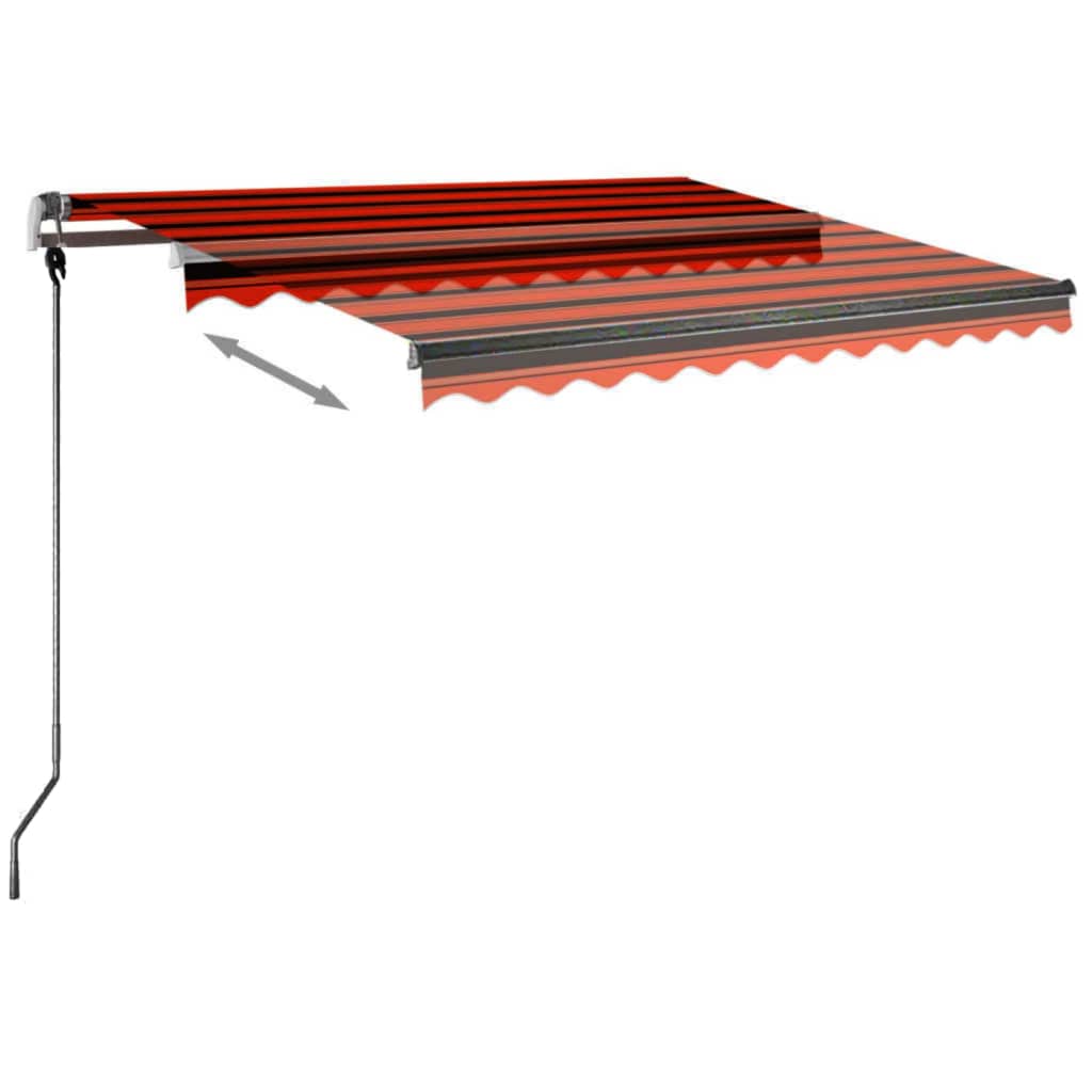 Copertină retractabilă manual cu LED portocaliu&maro 350x250 cm