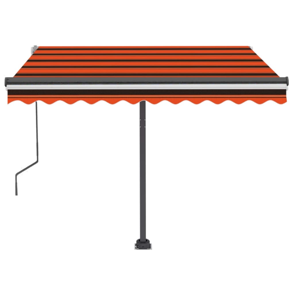 Copertină retractabilă manual cu LED portocaliu&maro 350x250 cm