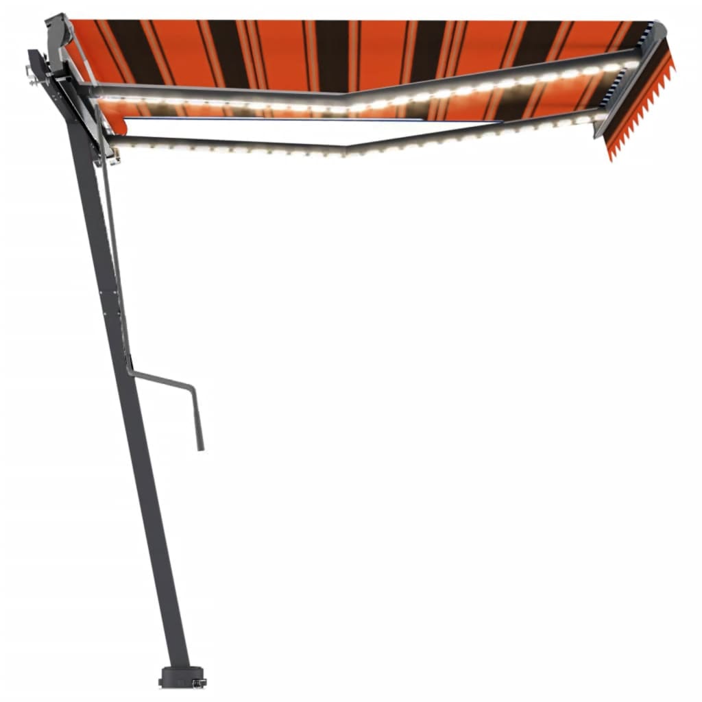 Copertină retractabilă manual cu LED portocaliu&maro 350x250 cm