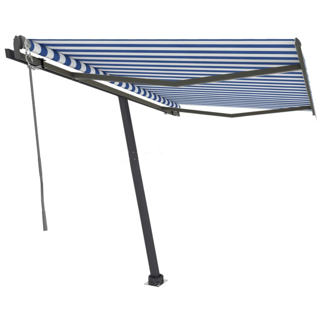 Copertină autonomă retractabilă automat albastru&alb 350x250 cm