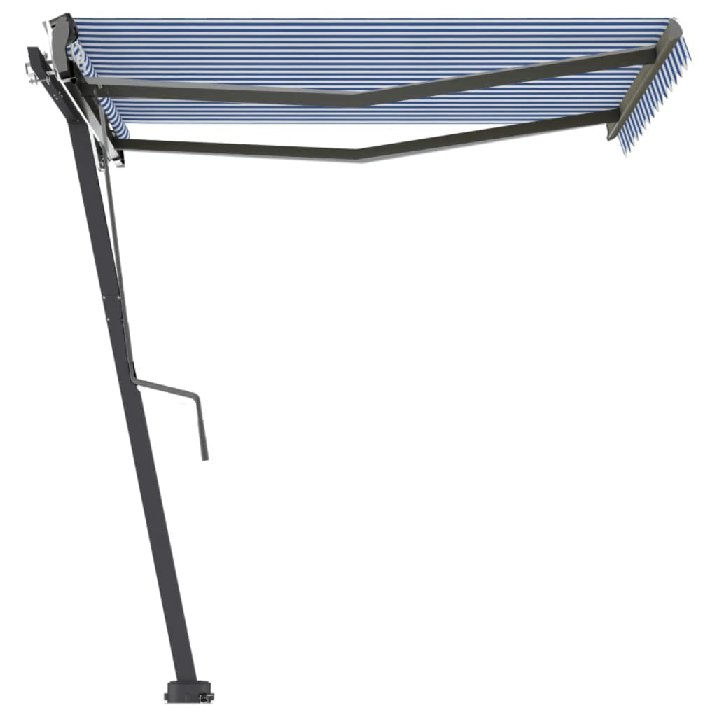 Copertină autonomă retractabilă automat albastru&alb 350x250 cm