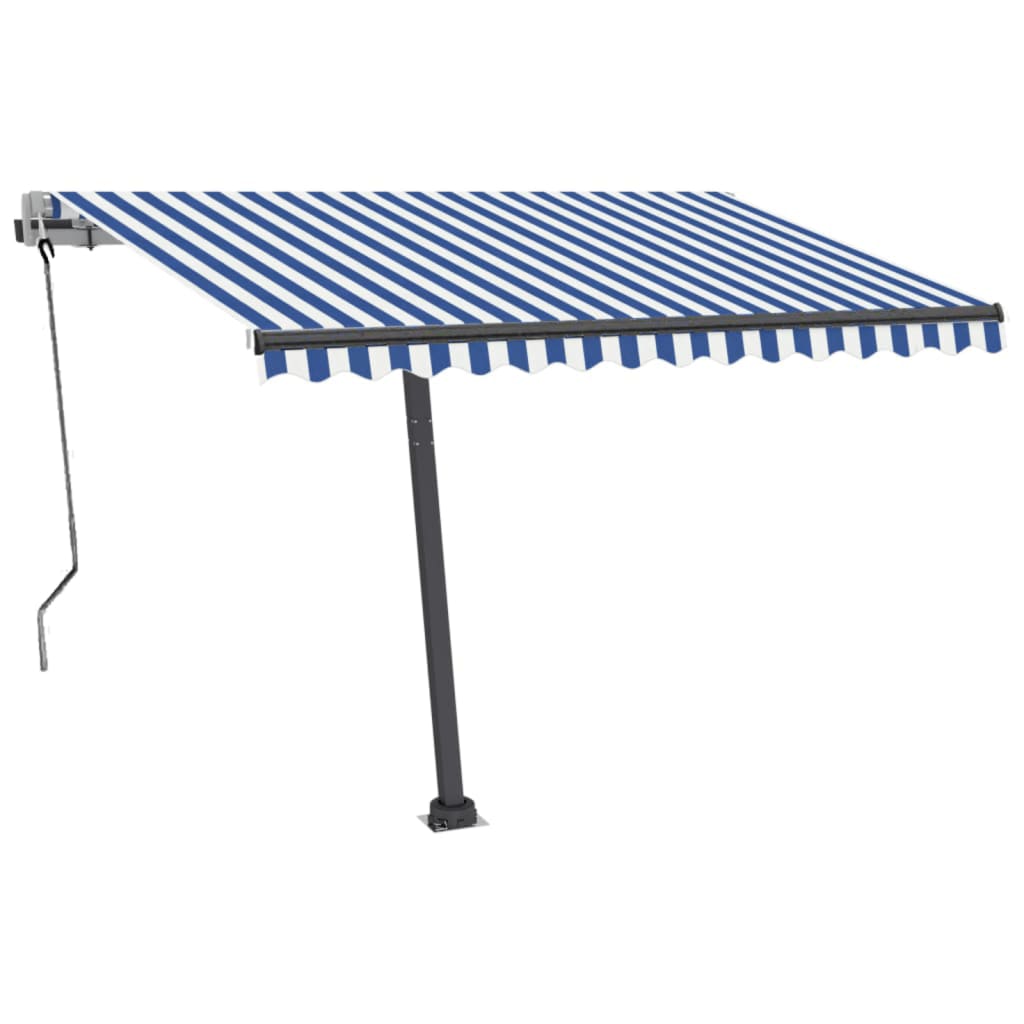 Copertină autonomă retractabilă automat albastru&alb 350x250 cm