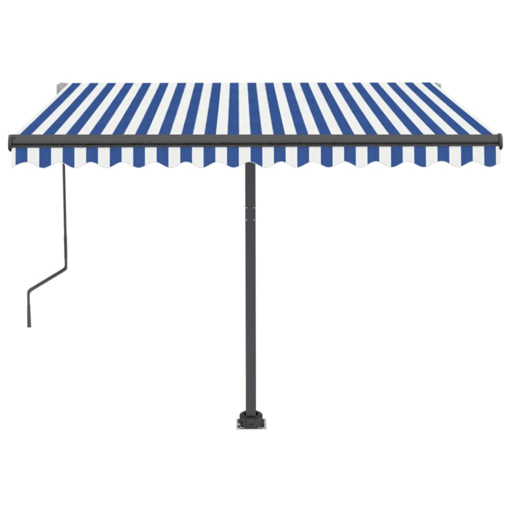 Copertină autonomă retractabilă automat albastru&alb 350x250 cm