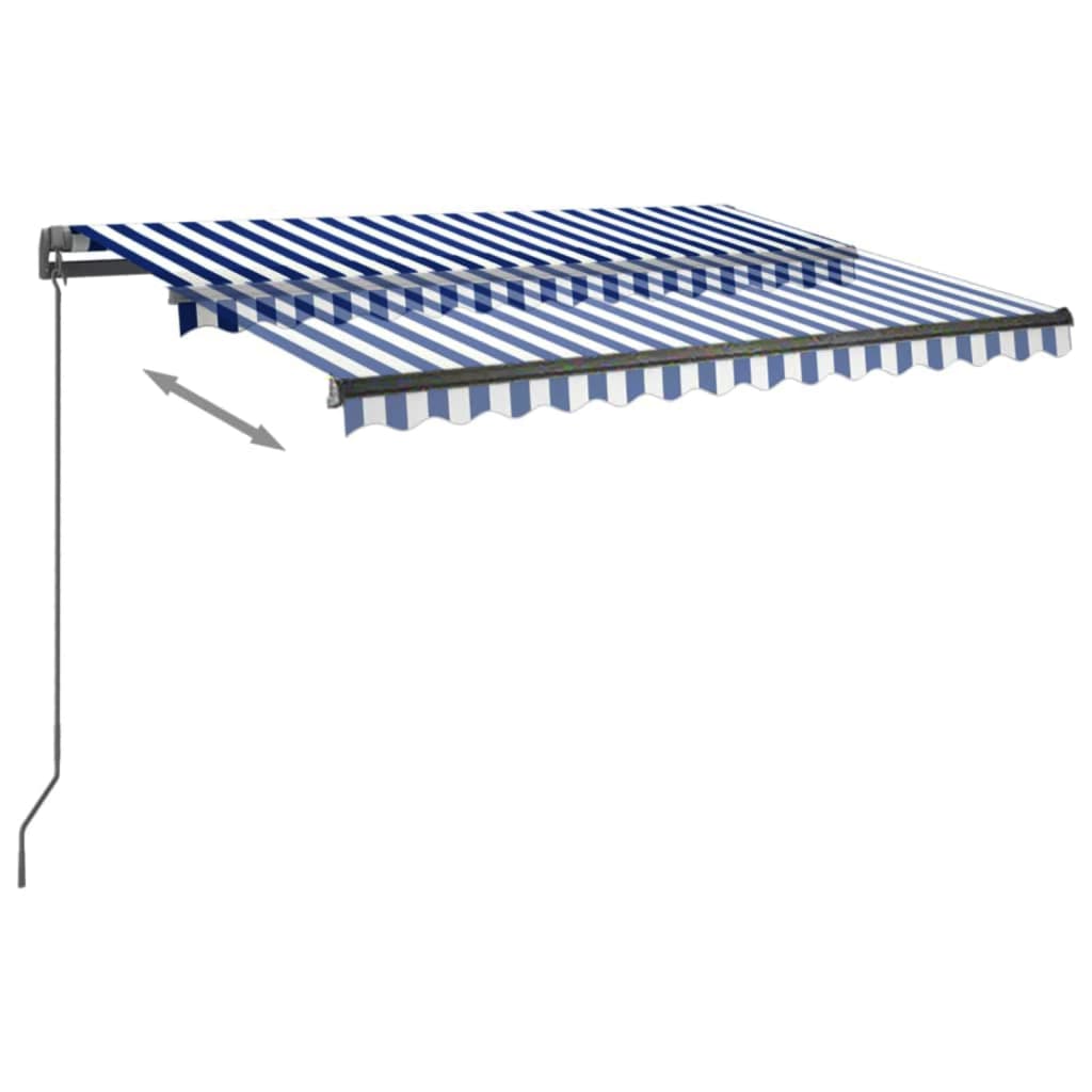Copertină autonomă retractabilă automat albastru&alb 350x250 cm